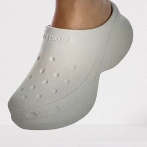 Balenciaga Rubber Crocs Mule Platform Clogs White🌸